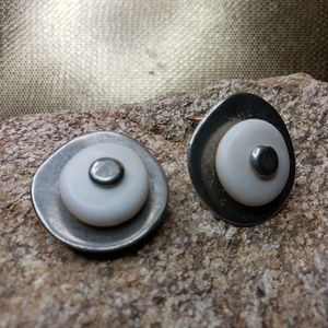 Nordstrom Brand Pewter Brutalist Clip Earrings